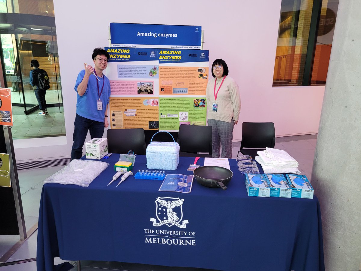 Huong, Anu and <a href="/FrancisKuang/">Francis Kuang</a> are showcasing our amazing #enzyme research at the <a href="/UniMelb/">University of Melbourne</a> <a href="/SciMelb/">Science at Melbourne</a> Science Festival today at the Science Gallery! Come visit us today!