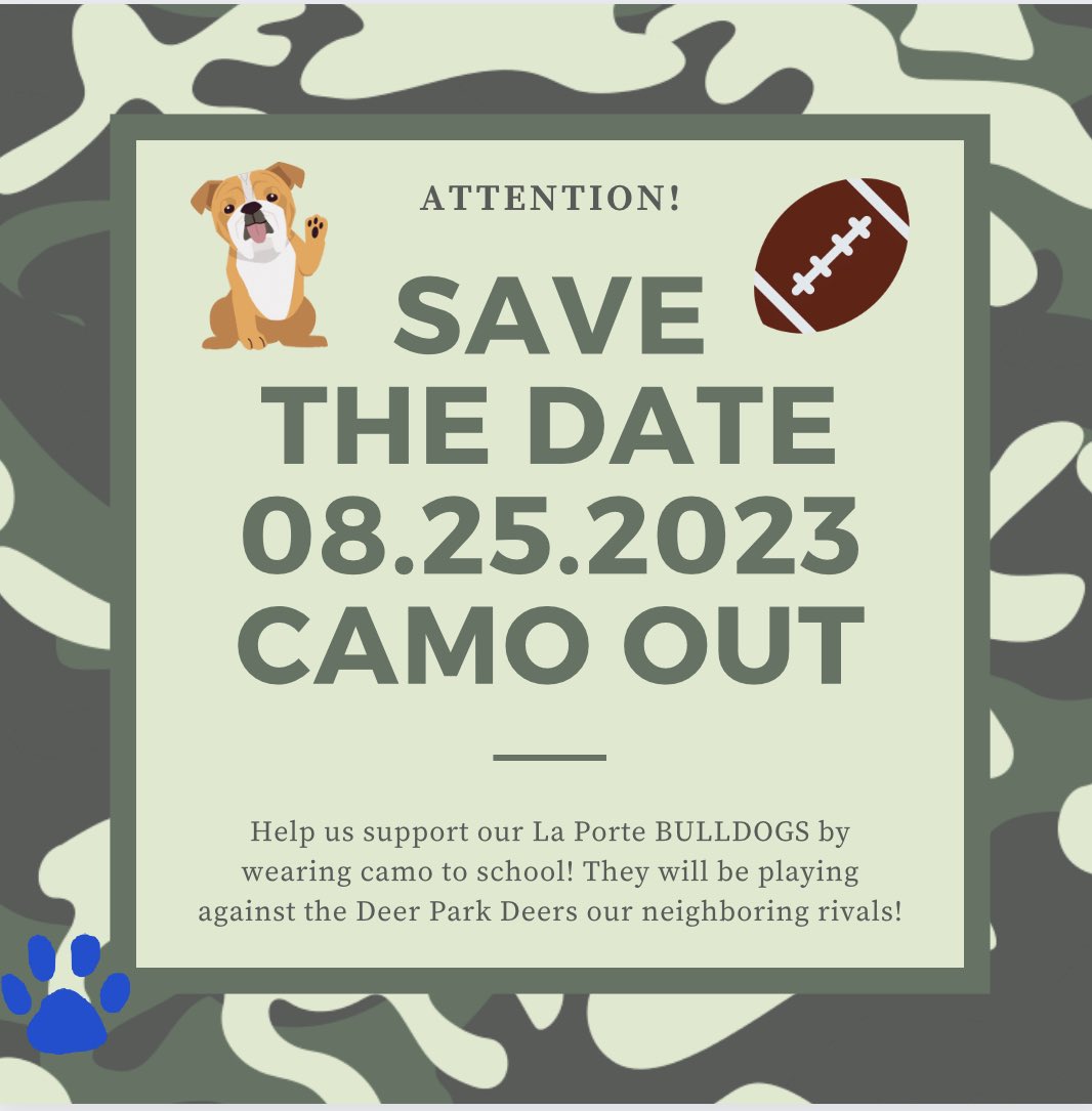 CPECougars's tweet image. College Park Cougars! Wear Camouflage to support our LPHS football team on 8.25.23!🏈#CPELeaders #LPLegacy #IAMLP #2023footballseason