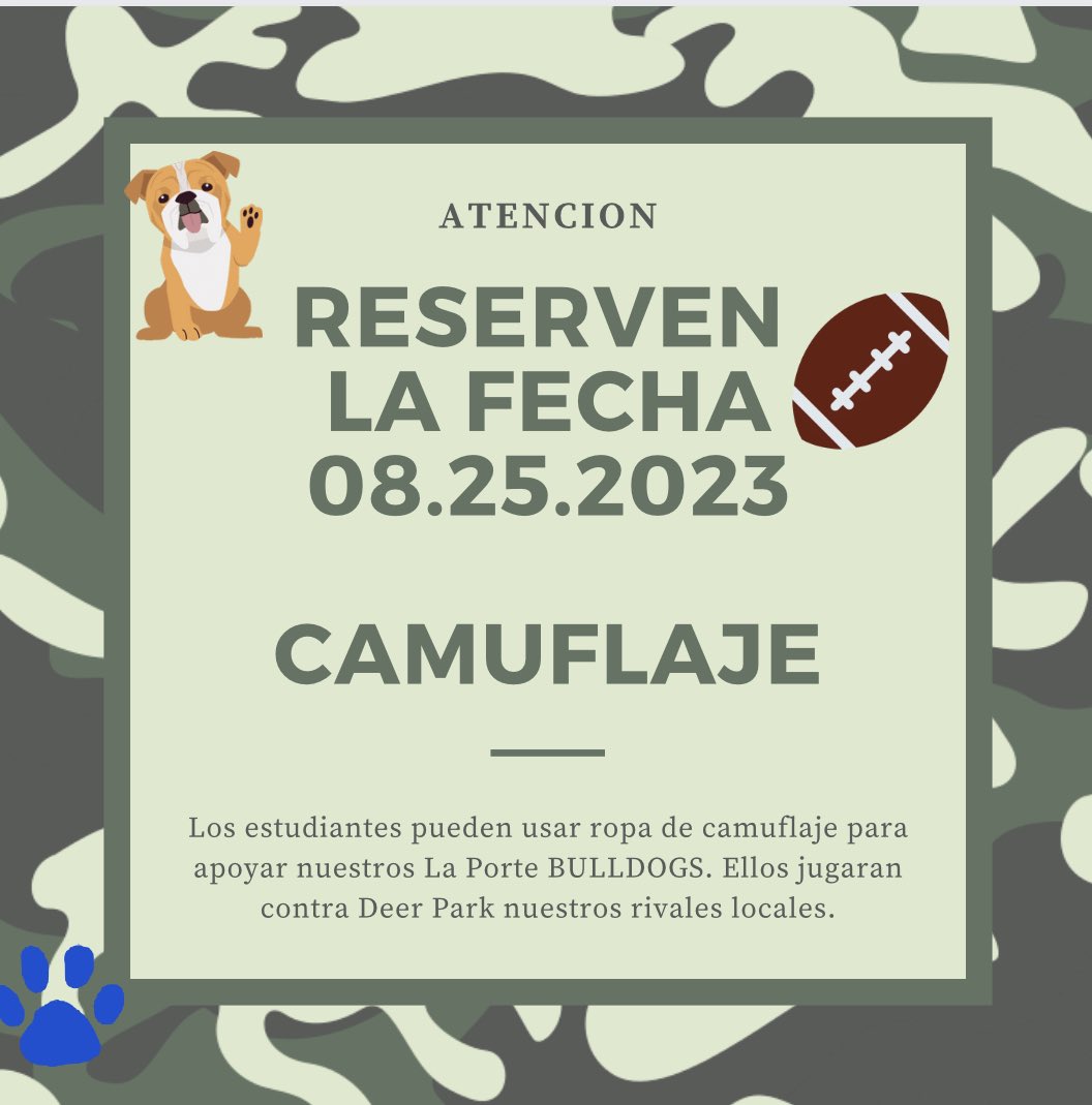 CPECougars's tweet image. College Park Cougars! Wear Camouflage to support our LPHS football team on 8.25.23!🏈#CPELeaders #LPLegacy #IAMLP #2023footballseason