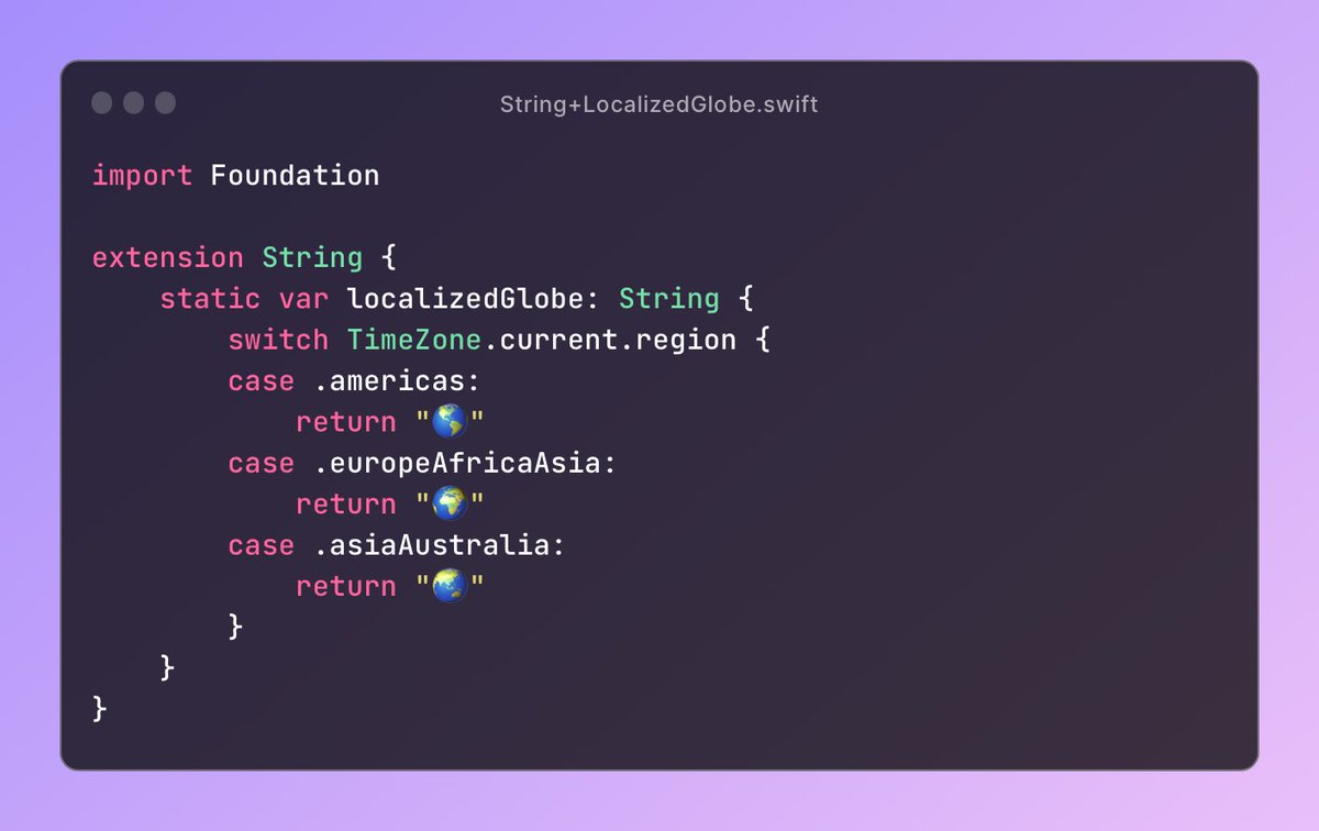 Since so many of my supporters are from around the world, I added a little easter egg to thank you messages showing where you are from! 🌎🌍🌏

The time zone is used to estimate the person’s region without location permissions. 🛠️

gist.github.com/heyy-lol/97b27…