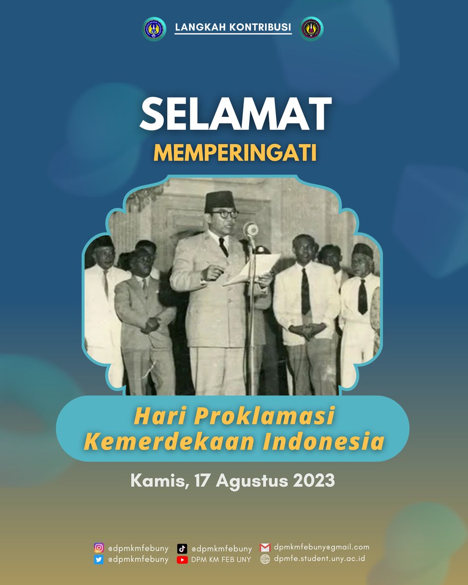 DPMKMFEBUNY's tweet photo. [HARI KEMERDEKAAN]

17 Agustus bukan sekadar balap karung atau lomba makan kerupuk saja. Lebih dari itu, 17 Agustus adalah mengenang jasa pahlawan dan memupuk persatuan bangsa. Dirgahayu Republik Indonesia Ke-78.
⁣
#DPMKMFEBUNY⁣
#VivaLegislatifa
#LangkahKontribusi https://t.co/p1pDfFkyyi