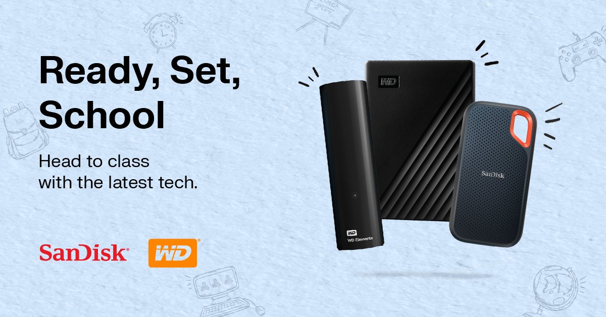 Newegg's tweet photo. Whether you need storage on-the-go or at home, Western Digital has you covered. Stock up on storage now and save.
Shop: https://t.co/cO3aSiduFy
#Sandisk #HDD #SSD #WDelements #WDpassport #externalharddrive #backtoschool #BTS https://t.co/cR3AY0hu1x