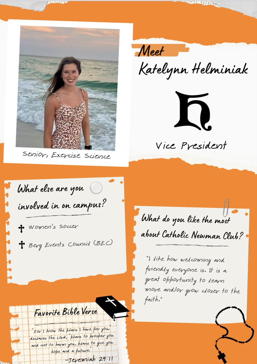 CatholicHu's tweet photo. The next Catholic Newman Club member that we’d like to introduce is Katelynn Helminiak, our Vice President! https://t.co/d6r77a6z5k