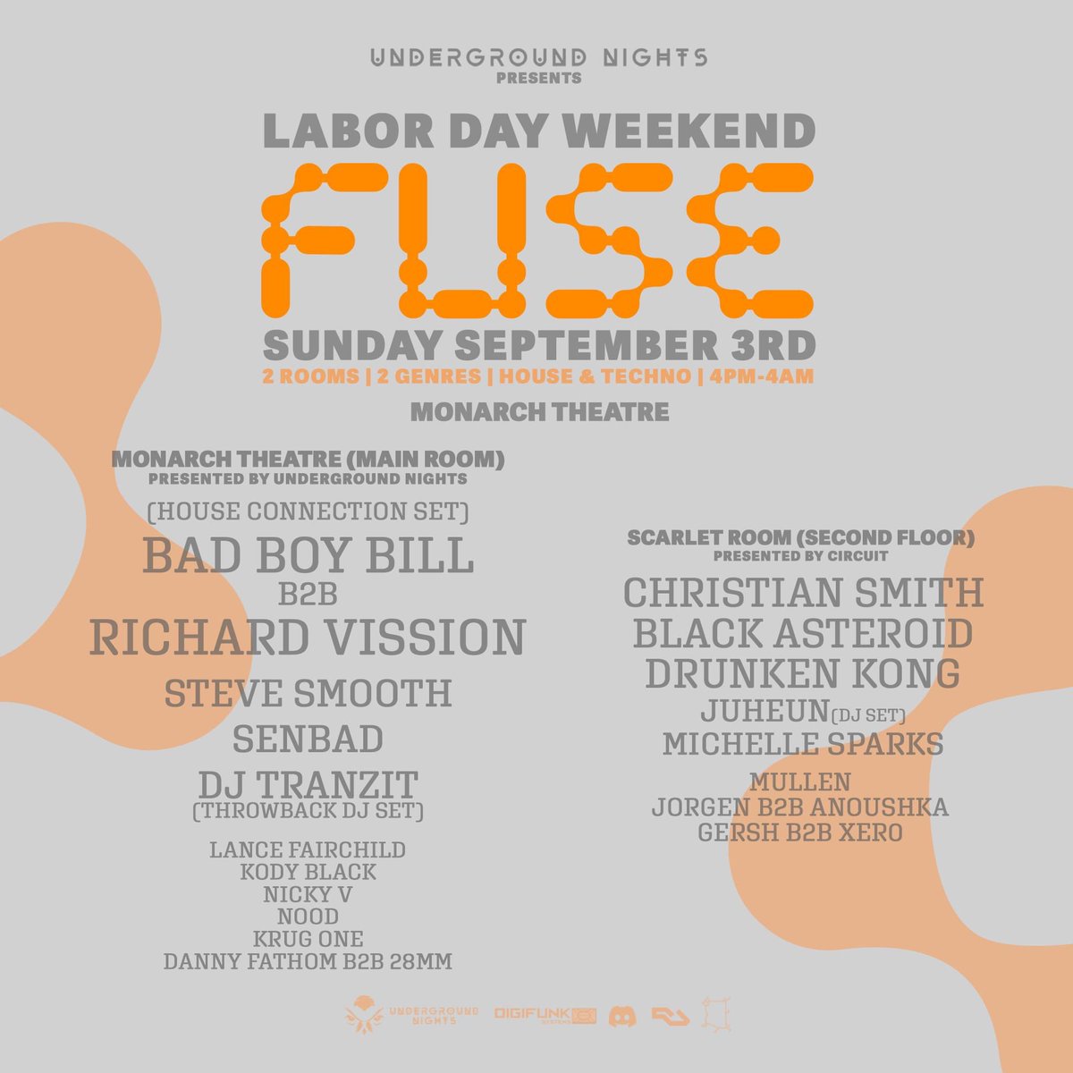 We are ready, locked and loaded to go for Labor Day weekend hosting “FUSE” with a massive & legendary lineup 12 hour EDM and Techno marathon from 4 PM to 4 AM all going down September 3 @MonarchTheatre  #circuitaz #undergroundnights #EDM #Techno  #phoenizaz #azravefam #aztechno