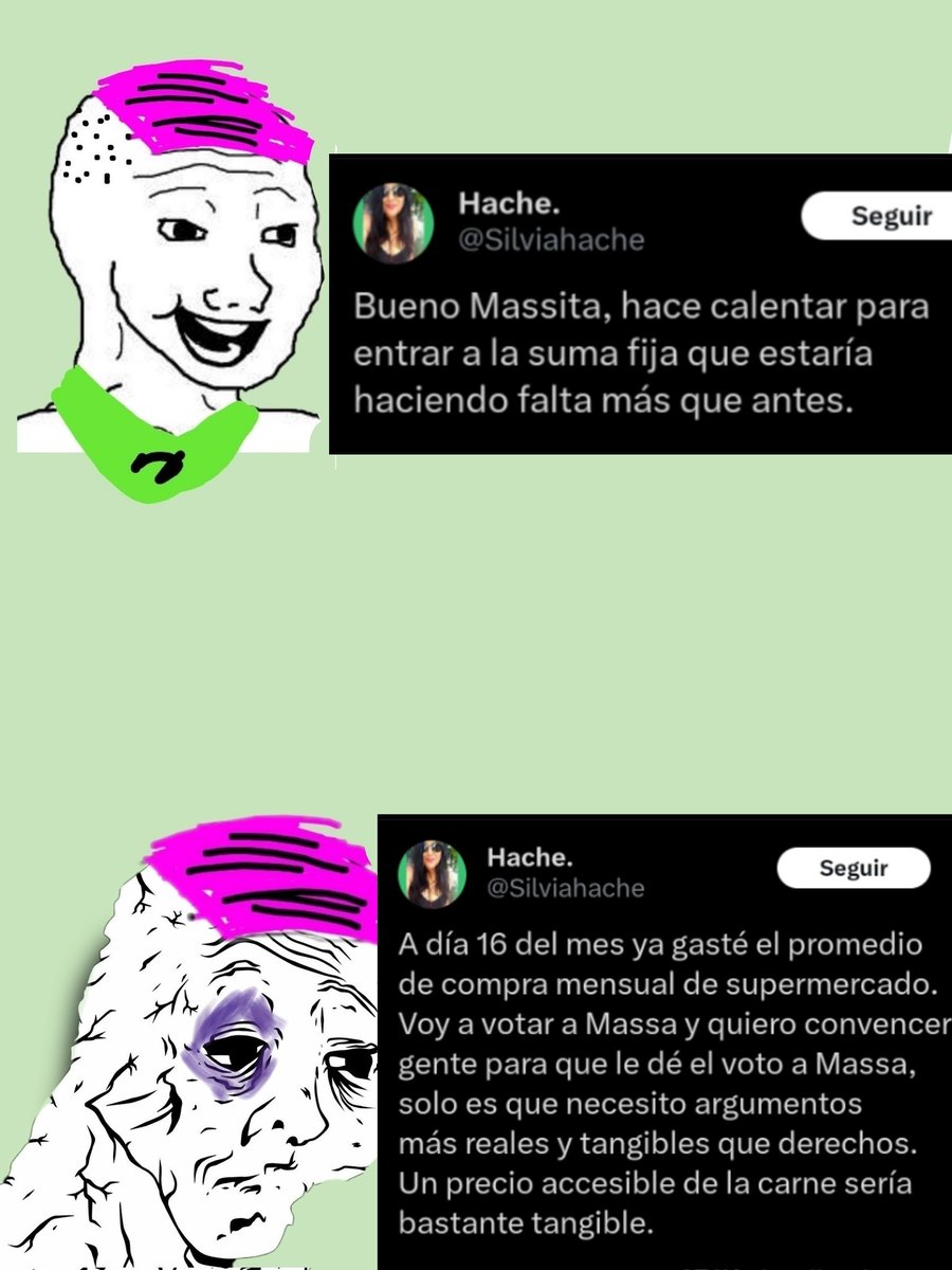 Massa la está haciendo cagar de hambre y lo vota igual KJJJ Totalmente enemistados con la realidad