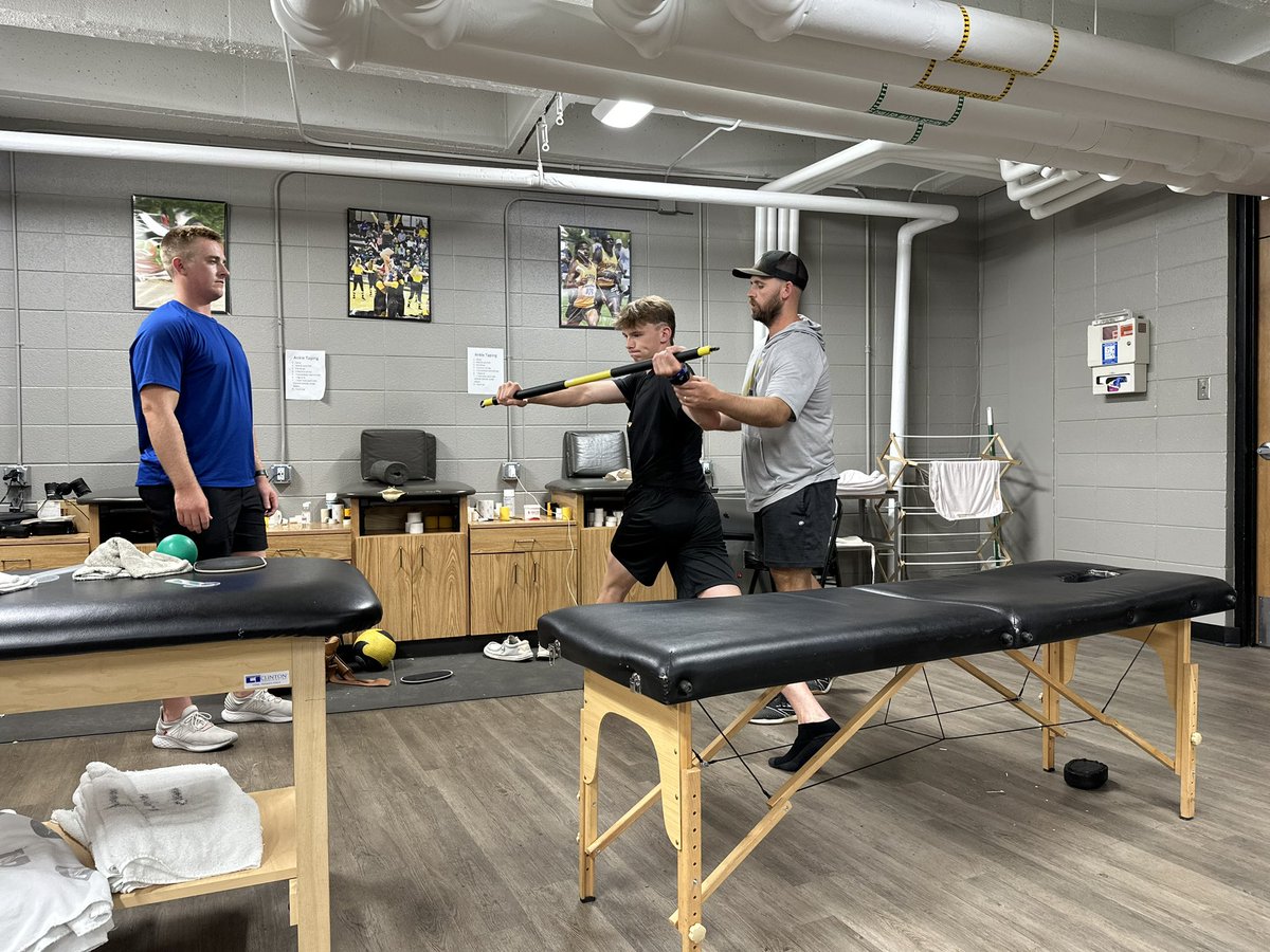 cloudbaseball's tweet photo. Great first week back on campus so far! Big thanks to @AdaptPTPD and @JakeMcfarlandPT for coming out to do PT assessments on our team. They create individualized mobility programs for each player. Huge for player health and development! https://t.co/FKK9hEllxy