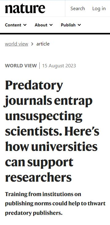 AdilChekati's tweet image. The struggle with predatory journals. Especially in low and middle-income countries (LMICs). An interesting article from Nature highlights the need for training researchers on publishing standards. #thinkchecksubmit

Some snippets in the comments. 
lnkd.in/dGi8W675