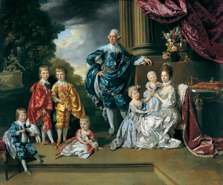 King George III with Queen Charlotte and their 6 eldest children. Painted by  Johan Zoffany in 1770. 
#KingGeorge #RoyalFamily #Portrait #KingGeorgeIII #GeorgeIII #ThursdayThoughts #Thursdaymorning #Thursdayvibes