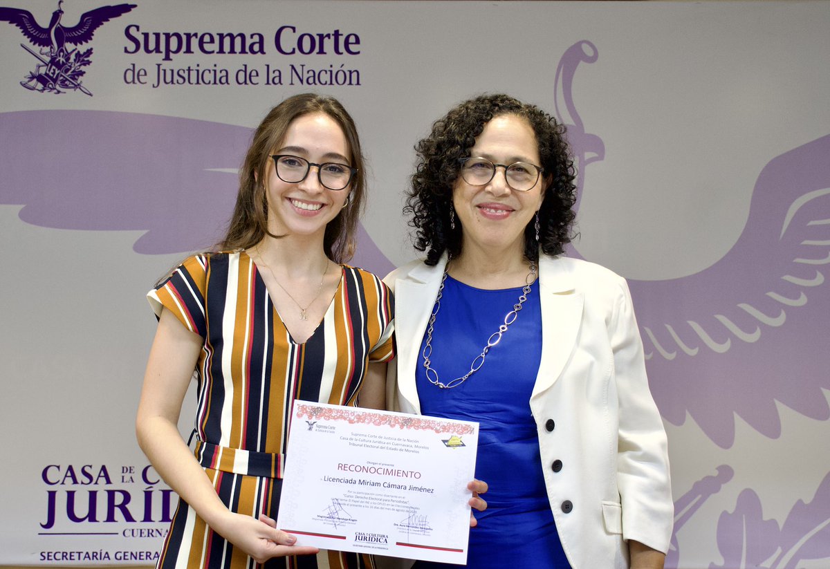 <a href="/DaniaRavel/">Dania Ravel</a> <a href="/SCJN/">Suprema Corte</a> <a href="/aurahedez/">Aura Hernández</a> <a href="/MiriamCamaraJ/">Miriam Camara</a> Felicitamos a la licenciada <a href="/MiriamCamaraJ/">Miriam Camara</a> por su brillante participación en el curso Derecho Electoral para Periodistas en la Casa de la Cultura Jurídica de la <a href="/SCJN/">Suprema Corte</a> en Cuernavaca.
