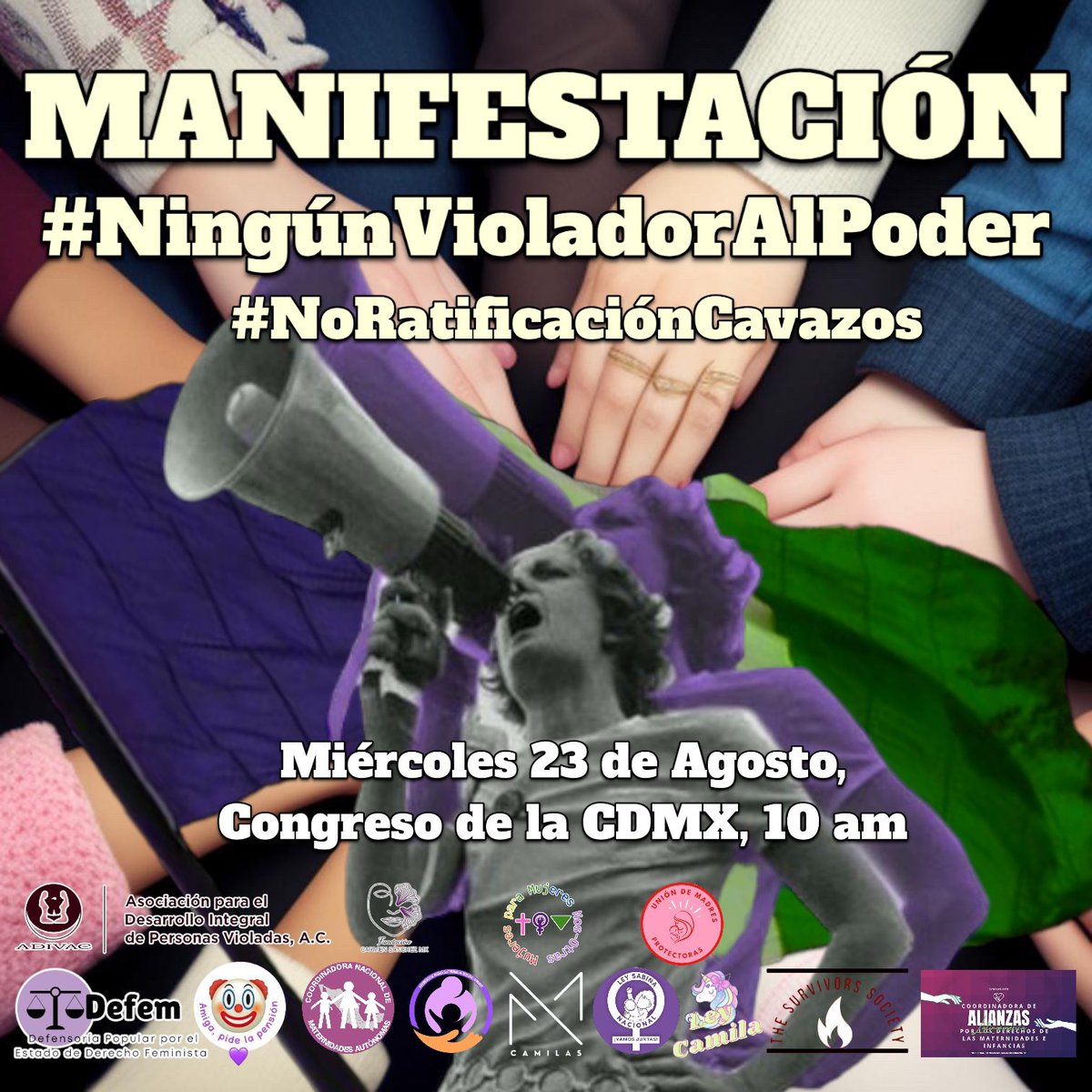 Ningún VIOLADOR al poder!! Acompañemos a <a href="/marield87/">𝙼𝚊𝚛𝚒𝚎𝚕 𝙰𝚕𝚋𝚊𝚛𝚛𝚊𝚗</a> a exigir #JusticiaParaSusHijas 
#NoALaRatificaciónDeCavazos 
#ExMagistradoViolador <a href="/Congreso_CdMex/">Congreso de la Ciudad de México</a> <a href="/MarthaAvilaCDMX/">Martha Avila</a> <a href="/anafrancismor/">Ana Francis Mor (Ana Francis LBP)</a> <a href="/XochitlBravoE/">Xóchitl Bravo</a> <a href="/FuenteMarce/">Marce Fuente</a>