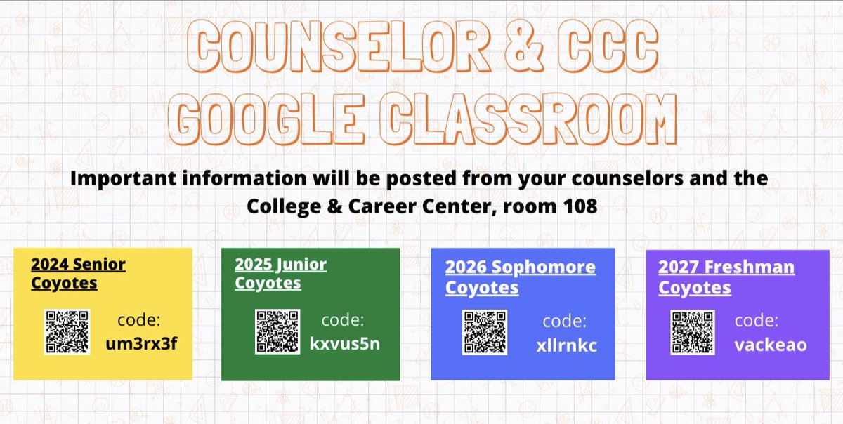 OrangeVistaASB's tweet photo. Stay connected with Counseling and the College and Career Center by joining your grade level GoogleClassroom 💛💚💙💜 https://t.co/sxHmWaYFRD