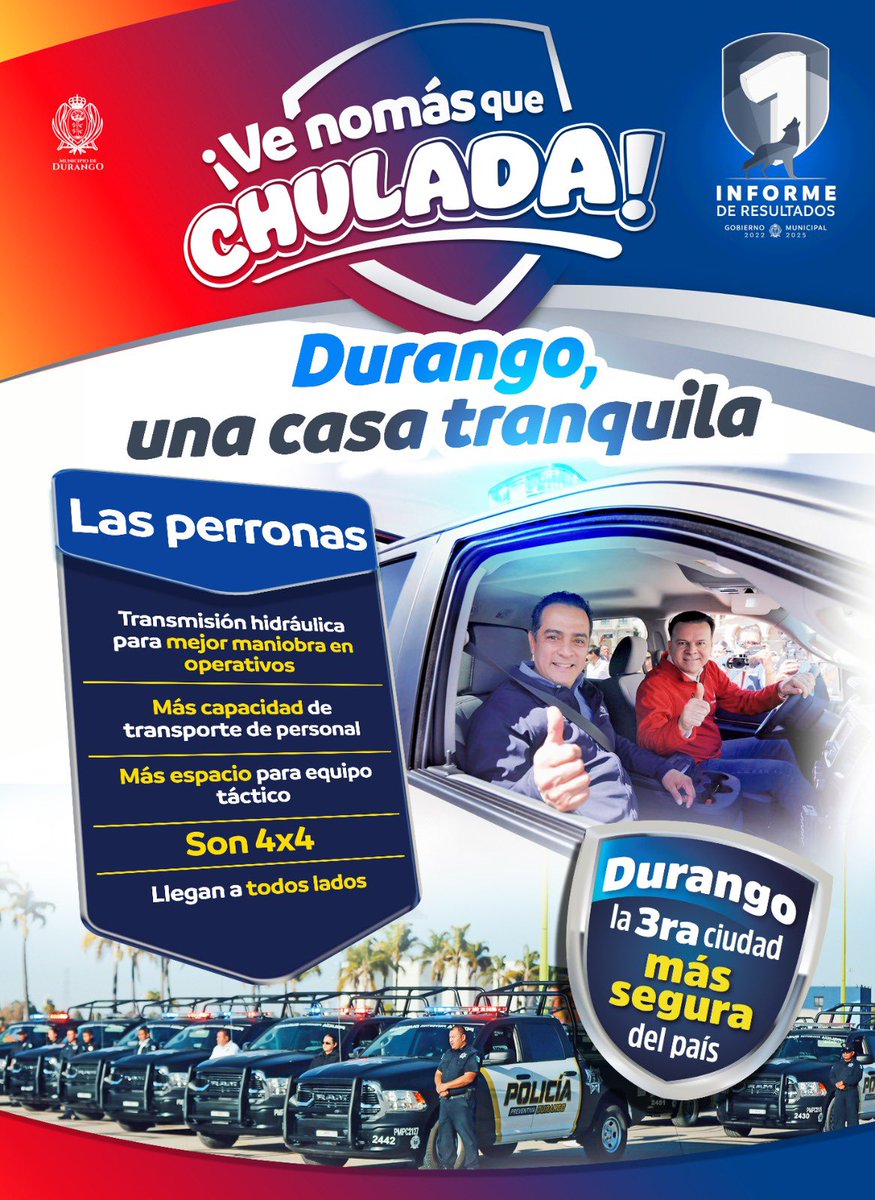 Por una casa en paz y tranquilidad, mejor equipamiento para nuestros elementos y el respaldo de esta gran familia. 

#VeNomásQueChulada 👌
#1erInforme
#ResultadosDGO 🐺🌳🦂