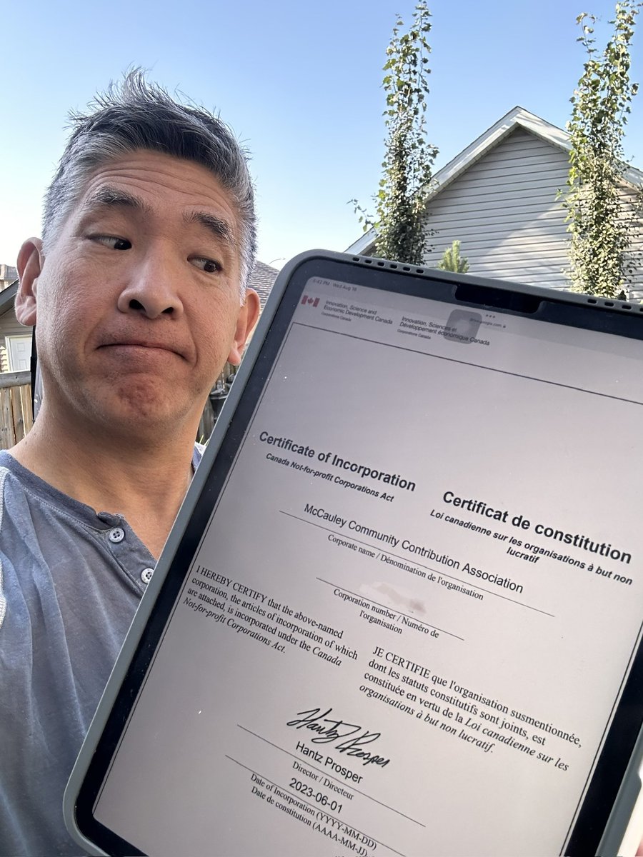 YAHOO!!! The “McCauley Community Contribution Association” is registered and work is underway for our first tranche of community projects! Stay tuned for the Website on how you can get involved! A big thank you to <a href="/ckslegal/">Craig K. Sherburne Professional Corp.</a> for all your help in getting incorporated! #MCCA