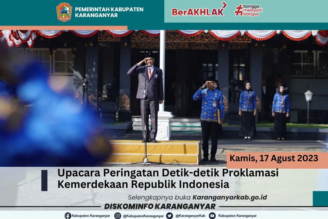 karanganyarkab's tweet image. Upacara Peringatan Detik-detik Proklamasi Kemerdekaan Republik Indonesia di halaman kantor Sekretariat Daerah Kabupaten Karanganyar, 17 Agustus 2023.

@kabupatenkaranganyar
@timotiussuryadi 
@masisnan

#upacara #kemerdekaanindonesia #indonesia
