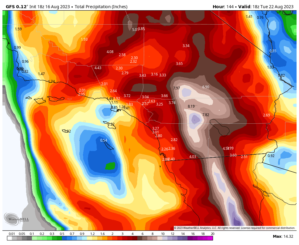 RaleighWx's tweet photo. Will be very interesting watching #Hiliary and its impact on California. Flooding rain/strong winds possible. https://t.co/vcXXctqYkN