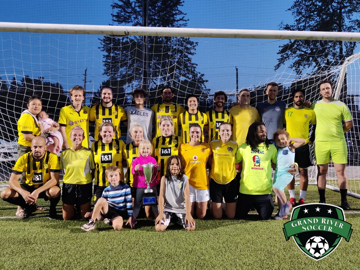 GrandRiverSC's tweet photo. Congrats to #Cheeky FC who defeated #Wellington RFC in our Natural Sound Wednesday Finals this evening at Woodside Park! 

#champions
#coedsoccer
#kwawesome 
#ChampionsLeague https://t.co/02GTTWUYZG