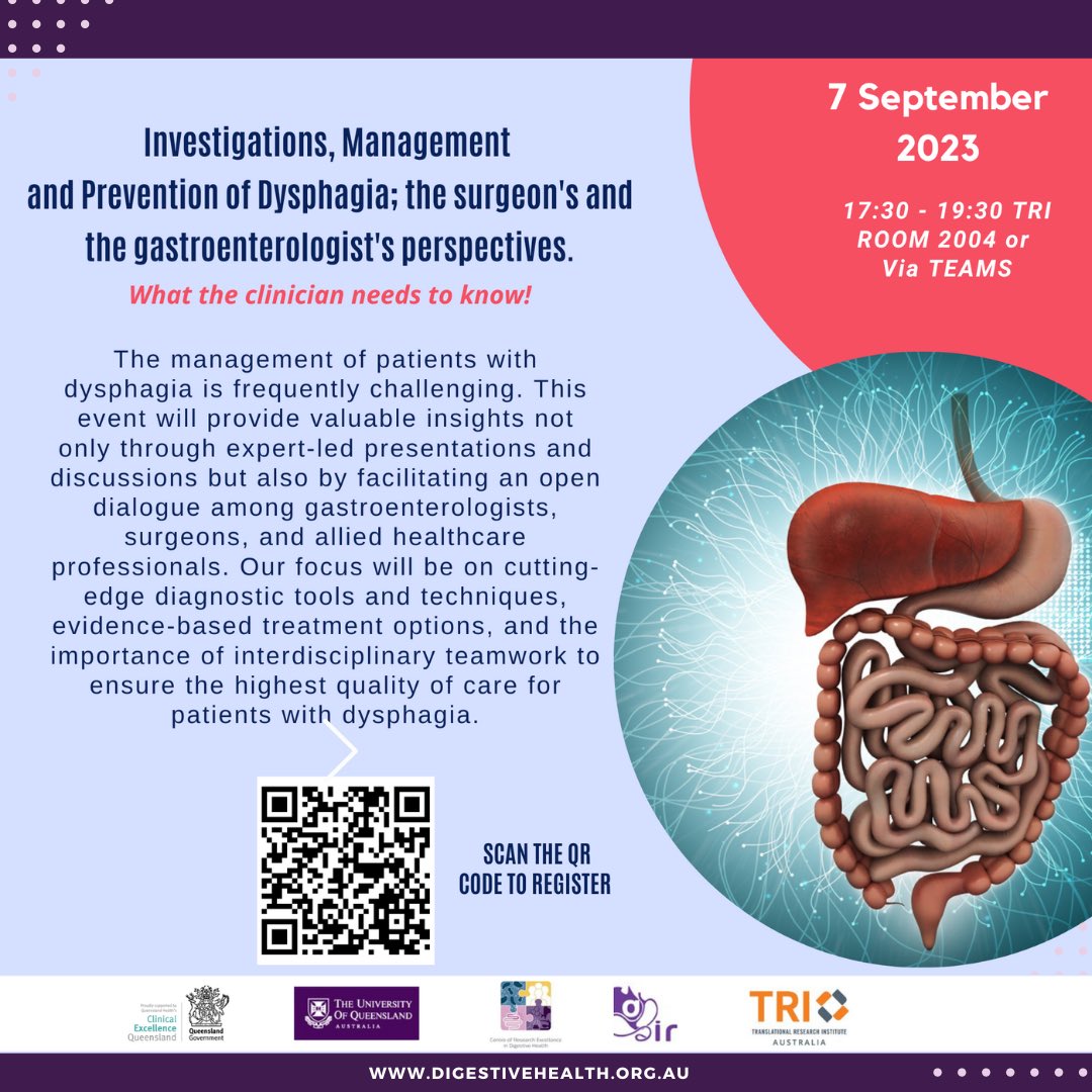 CREDigestHealth's tweet photo. Another clinician focused practical education event - this time with surgeon and gastroenterologist perspectives on dysphagia. Register now. https://t.co/1MW7ncX6jf… @bris_gut_hub @DigestiveHub @GeraldHoltmann @Prof_NickTalley https://t.co/Z98avc0C9W