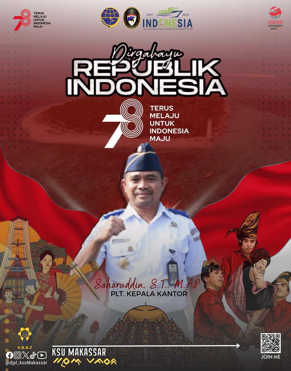 Keluarga Besar Kantor Kesyahbandaran Utama Makassar mengucapkan Selamat Hari Kemerdekaan Republik Indonesia ke - 78🇲🇨

Terus Melaju Untuk Indonesia Maju 🇲🇨

#HariKemerdekaanRI #DJPLKemenhub151 #BekerjaDenganHati #Kemenhub #PerhubunganLaut #SMRTSybMks #SMRTHublaPastinya