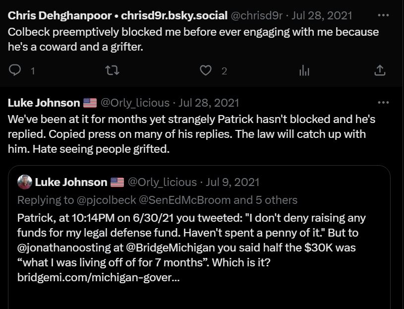 Orly_licious's tweet photo. Remember Patrick Colbeck? He's the tool who hid behind Christianity while grifting $1 Million from innocent folks while shamefully telling the #BigLie. He admitted it. Pat should have been indicted like Matt DePerno. Now he's #MikeLindell's coffee boy at #LindellEvent. https://t.co/5NRusfCDCG