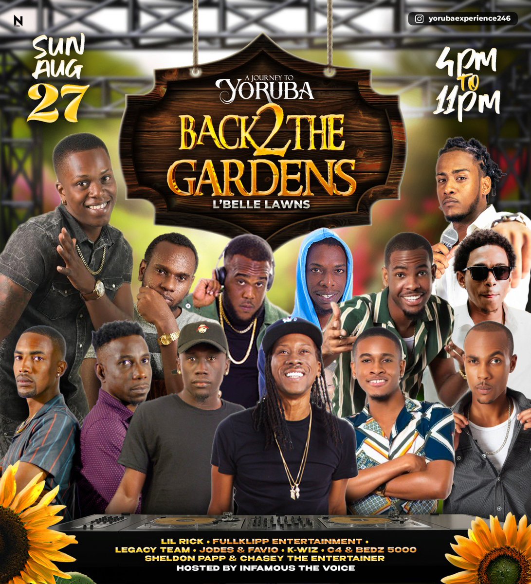 Areeee Youuu Readyyyy … ⏳⁉️

These Are Your CAPTAINS To Take You Through This Epic Journey 
Back 2 The Gardens 🫡‼️

We Go, Sunday August 27th 🗓️ With Some Of The Island's Best Djs .

This Experience Will Be Like No Other 🌻 ❗️