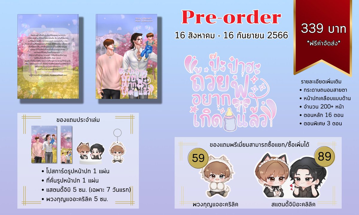 คุณเรดเปิดพรีนิยายเรื่อง #ถ้วยฟูลูกป๊า แล้วนะครับ ราคาน่ารักมากกกกก *pre-order ได้แล้วตั้งแต่วันนี้ - 16 กันยายน 2566 *ระยะเวลาการจัดส่งประมาณ ต้นเดือนพฤศจิกายน 2566 ลิงก์ : shorturl.asia/J7ovx #แนะนำนิยายวาย #readAwrite #หนังสือนิยาย