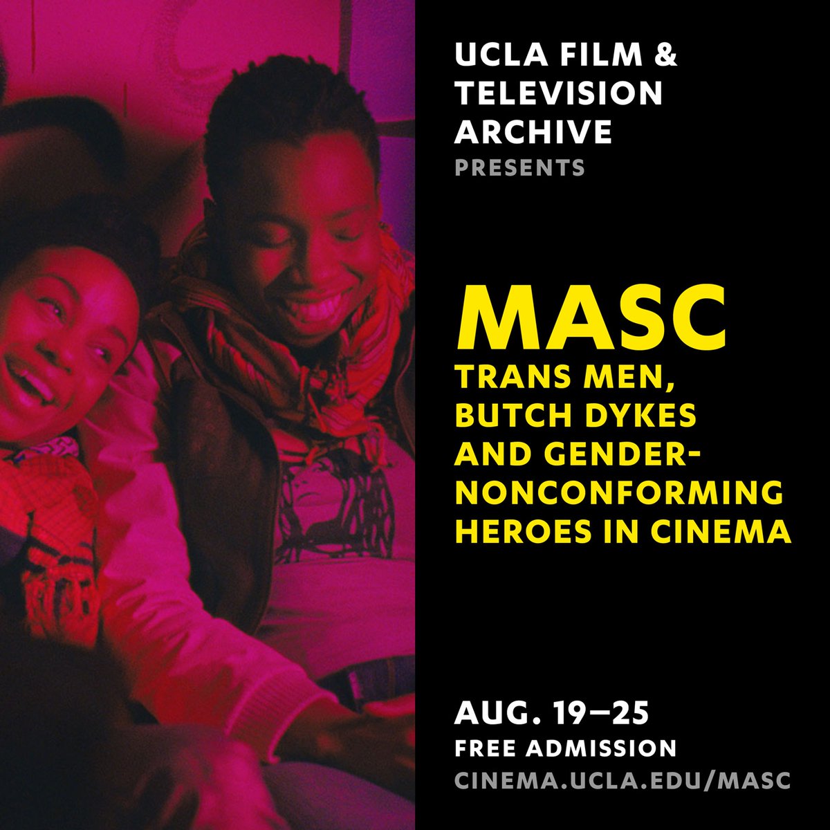 Outfest's tweet image. Mark your calendars for the #Outfest UCLA Legacy Project Screening Series MASC: TRANS MEN, BUTCH DYKES AND GENDER-NONCONFORMING HEROES IN CINEMA, happening Aug. 19-25th, FREE admission!
⁠
Click the link below for more info!⁠
cinema.ucla.edu/events/2023/ma…