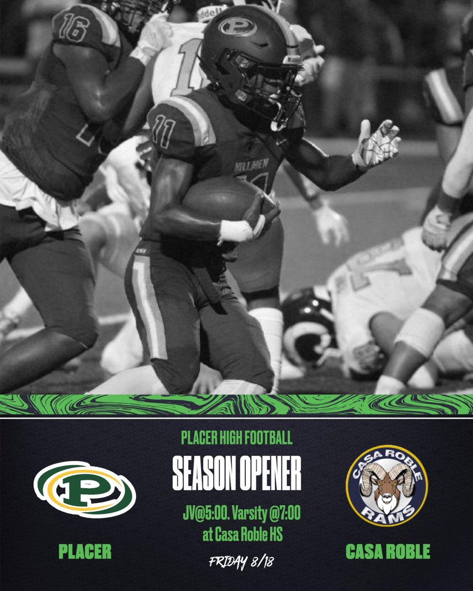 Placer v Casa Roble this Friday in the 2023 season opener! Ticket available through GoFan at the link below. No cash will be accepted at the gate!
gofan.co/app/school/CA2…