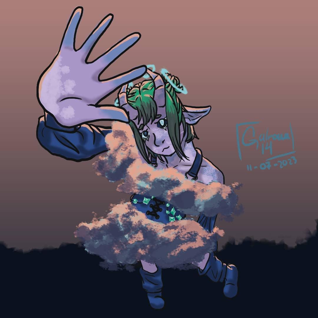 Galrocca's tweet image. I did this drawing in July, the idea was thanks to a TikTok video I saw, it was a space-themed #drawchallenge.

『Tags: #digitalart #spacedraw #tiktokchallenge 』