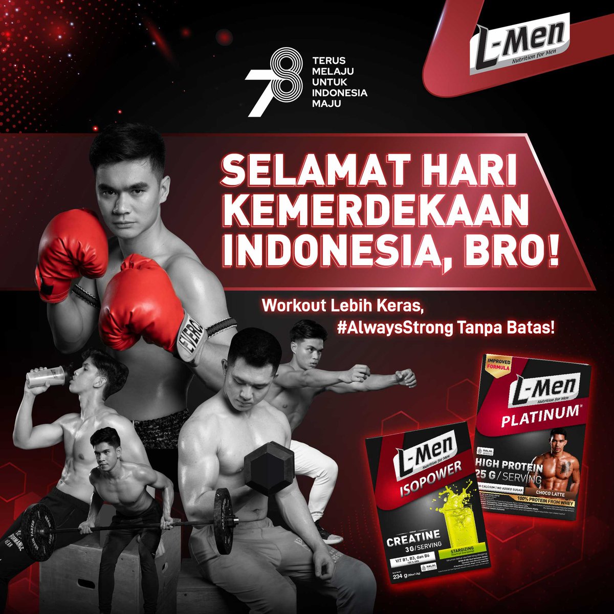 LMen's tweet photo. Dirgahayu ke-78 Indonesia! Semoga Indonesia semakin maju dan jadi negara yang #AlwaysStrong 🇮🇩
Work hard to move forward!
#LMen https://t.co/XaxfsCPGSC