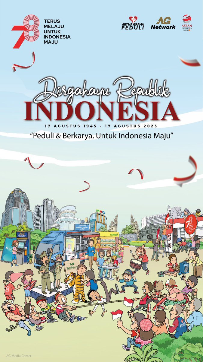 Terus Melaju untuk Indonesia Maju.
Peduli dan Berkarya, Untuk Indonesia Maju.
Dirgahayu Indonesia ke 78 Tahun.

#HUTRI78 #AGPeduliHUTRI #HariKemerdekaanIndonesia #AGPeduli