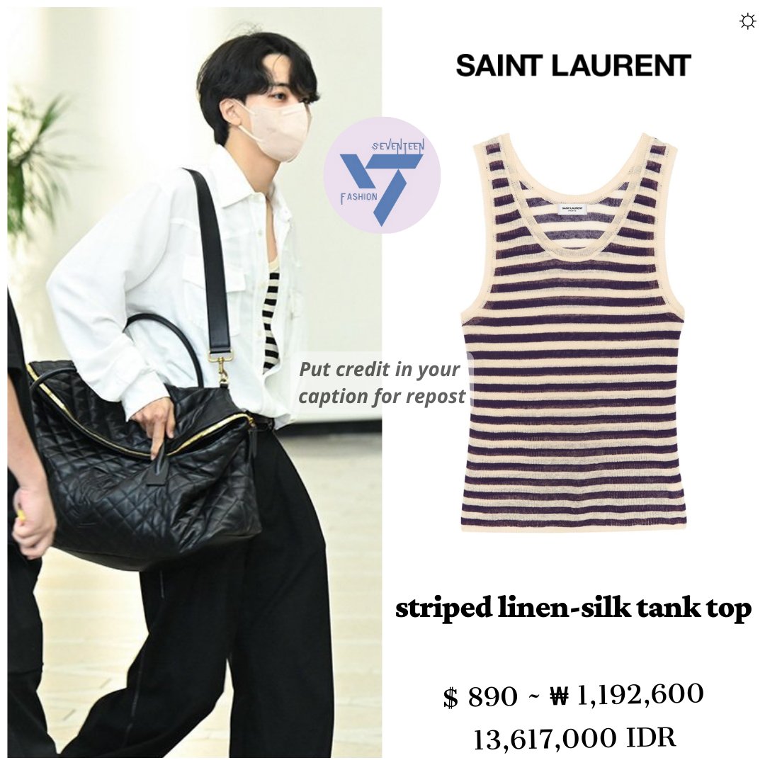 svt_fashion3's tweet photo. Jeonghan style in Gimpo International Airport (230817)

1. Saint Laurent Bag
2. Saint Laurent Tank Top
3. Acne Studios Shirt

Photo by Newsen

#17Jeonghan_Fashion #セブチ #SEVENTEEN #세븐틴 #Jeonghan #정한 #ジョンハン #정한패션 #세븐틴패션 @pledis_17 @pledis_17jp https://t.co/s6bxPyo06V