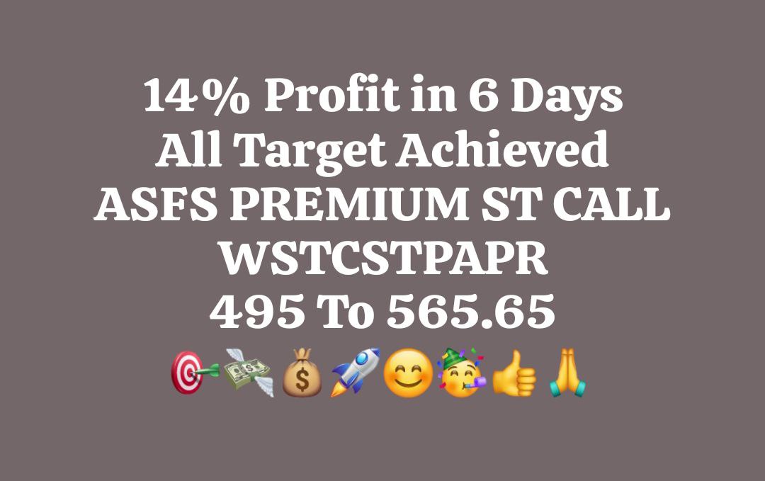 athangsagarta's tweet photo. #asfspremium👍
Our ST trades delivered 14% &amp; 21% profits.
#wstcstpaper #jswenergy 🥳
#target #stock #Services #stockmarket #sharemarket #trading #trader #investor #profit #Amravati #Nagpur #Maharashtra🙏 https://t.co/B88zxESNt7