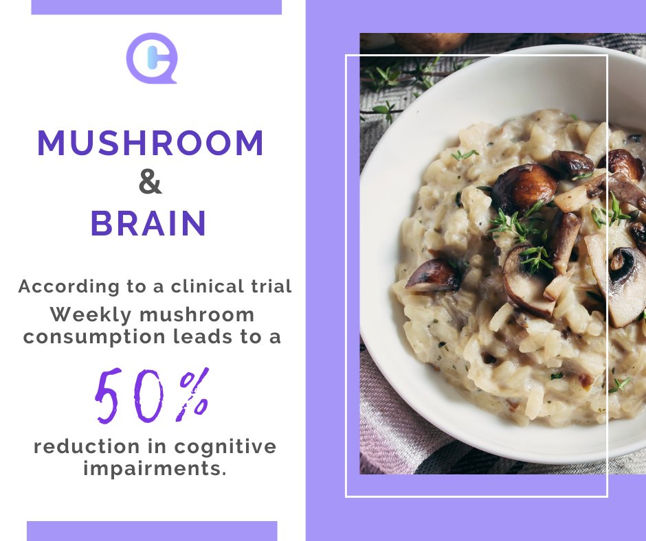 🍄 The University of Singapore study on 600+ seniors (2011-2017) found eating 300g+ of cooked mushrooms weekly reduced cognitive impairment risk by 50%. 🧠🌱Lesson learned: Make mushrooms a tasty part of your diet and give your brain a boost!