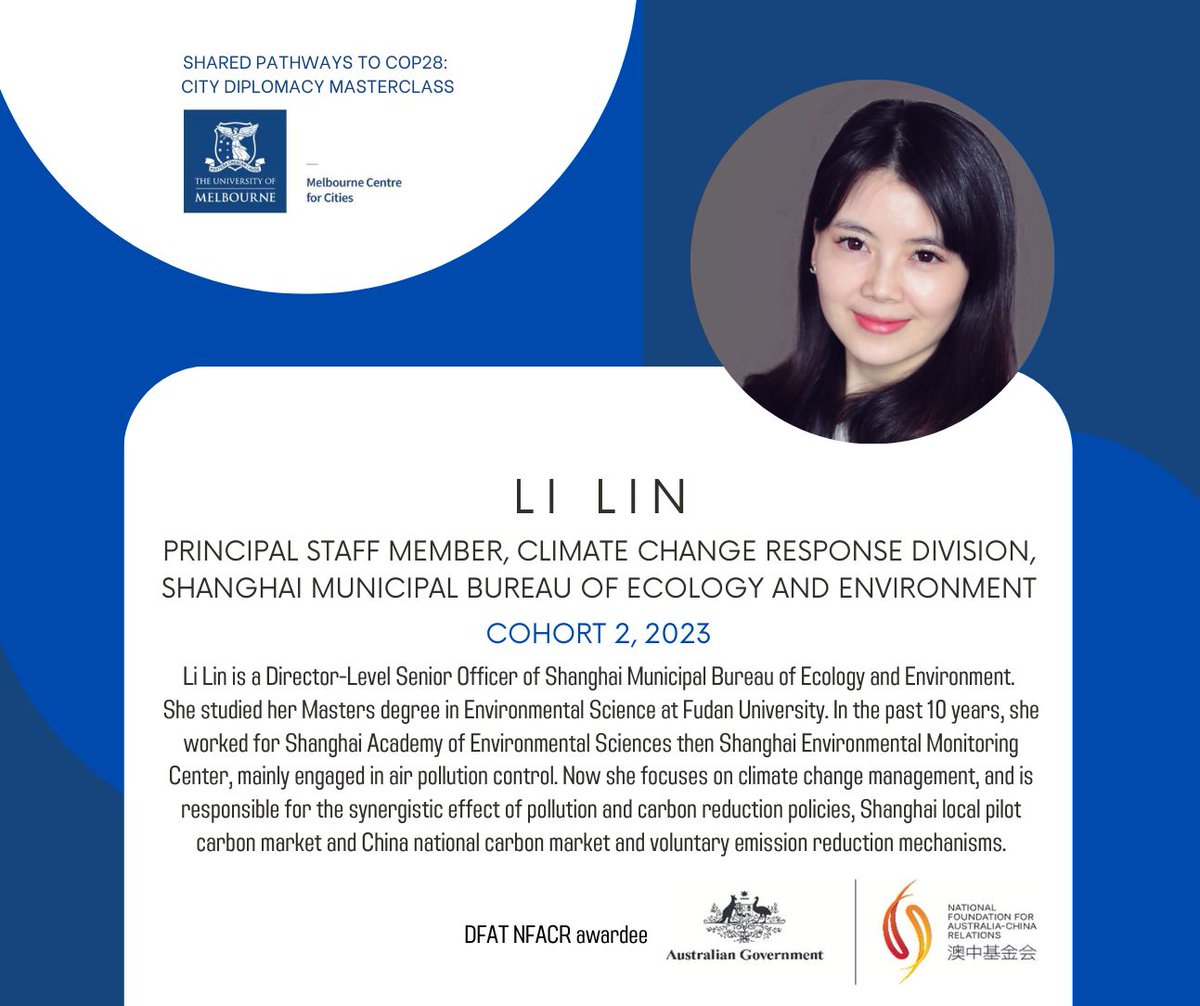 Introducing the award recipients from Cohort 2 of the City Diplomacy Masterclass heading to #COP28 in November. 🎉
#citydiplomacy #australiachinafoundation #unimelb #diplomacy #climateaction #NFACR