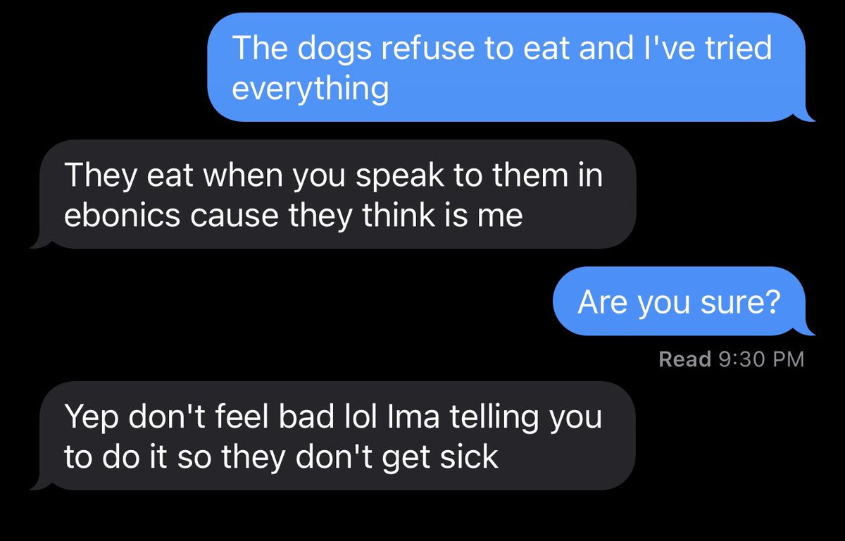 lusciousbeagle's tweet photo. one of my clients is giving me permission to be racist to save her dogs lives. i am not making this up https://t.co/eNkLU2QbnZ