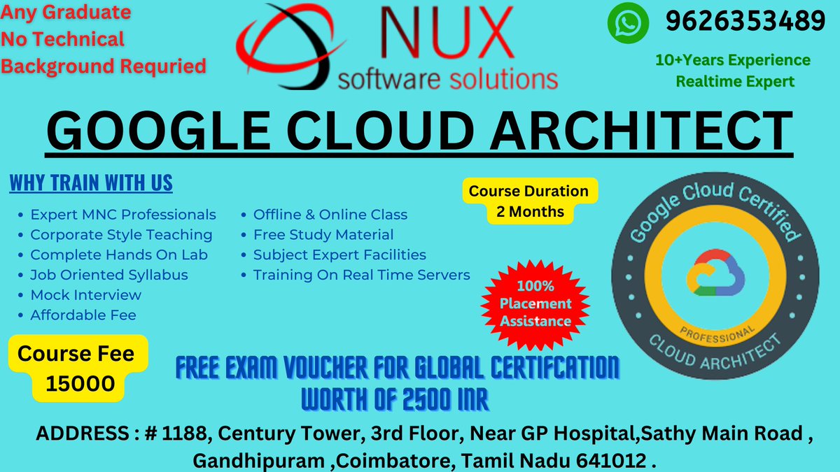 NuxSoftware's tweet image. #GoogleCloudArchitect
#GoogleCloudCertification
Free Exam Vouchers For Global Certification