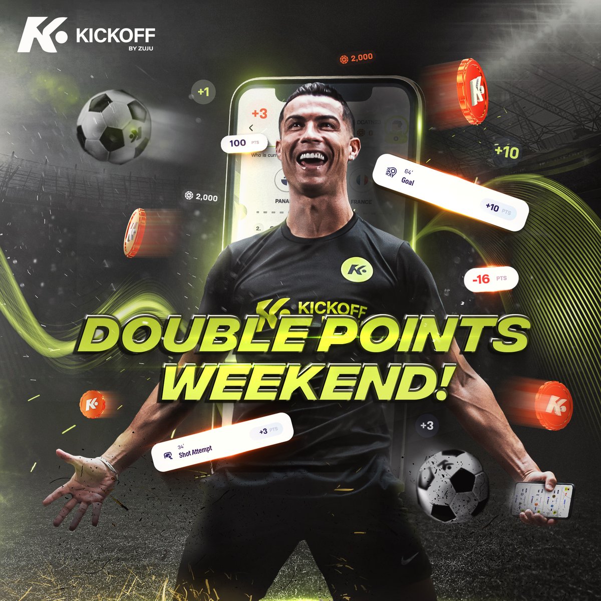 Cristiano Ronaldo (@cristiano) on Twitter photo A big weekend of football ahead! 🔥
Don’t miss out, <a href="/kickoffbyzuju/">Kickoff by Zuju</a> are offering 𝗗𝗢𝗨𝗕𝗟𝗘 𝗣𝗢𝗜𝗡𝗧𝗦 on their new Live Match Contest game
this Friday to Monday, so you can unlock exclusive rewards and prizes quicker! ⭐ Play now 👉 bit.ly/cr7xzuju
#PlayEveryMoment A big weekend of football ahead! 🔥
Don’t miss out, <a href="/kickoffbyzuju/">Kickoff by Zuju</a> are offering 𝗗𝗢𝗨𝗕𝗟𝗘 𝗣𝗢𝗜𝗡𝗧𝗦 on their new Live Match Contest game
this Friday to Monday, so you can unlock exclusive rewards and prizes quicker! ⭐ Play now 👉 bit.ly/cr7xzuju
#PlayEveryMoment
