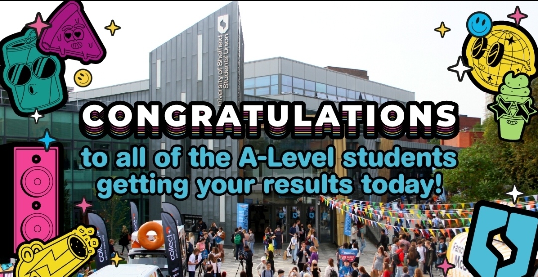 Congratulations to all A Level Students getting your results today! We can’t wait to welcome you to Sheffield and to the UK’s Number One Students’ Union. 🙌 Find out everything about our SU. 👇 su.sheffield.ac.uk