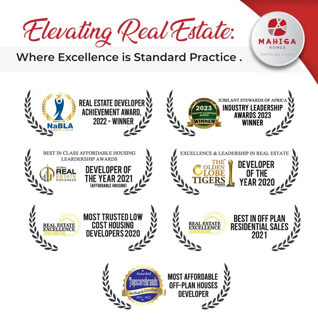 Redefining Excellence in Real Estate 🌟🏡 Upholding the highest standards is not just a goal, it's our unwavering commitment. Discover properties that embody quality and style at every turn.

mahigahomes.co.ke
📞0720 596945, 0710 830762
#creatingsmiles #keepingthepromise
