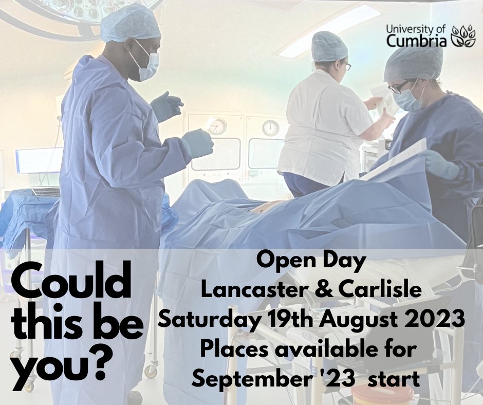Come and meet our experienced Lecturers at our Open Days and Fusehill Street and Lancaster on Saturday.
Be the person who makes a difference.
cumbria.ac.uk/clearing
or call 08081787373
#Nursing #carlisle #lancaster #carlisle #cumbria #nhscareers