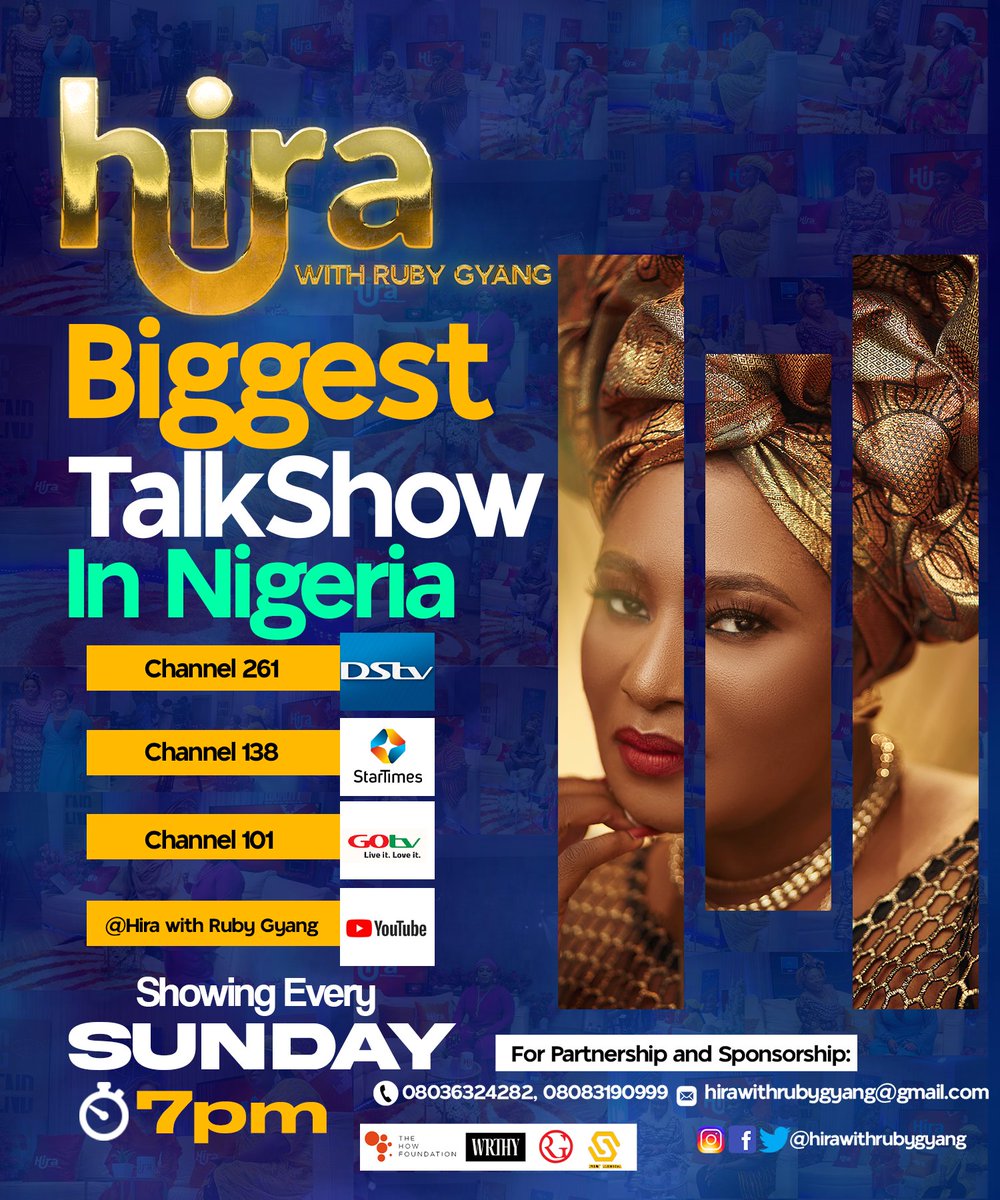 Join me as I talk to my guests @leahkatungbabatunde & @TheIshanpepe on the upcoming episode of 'Hira with Ruby Gyang. It airs this Sunday, August 20th | 7pm-7.30pm On @AREWA24Channel See show flier for more details #hirawithrubygyang