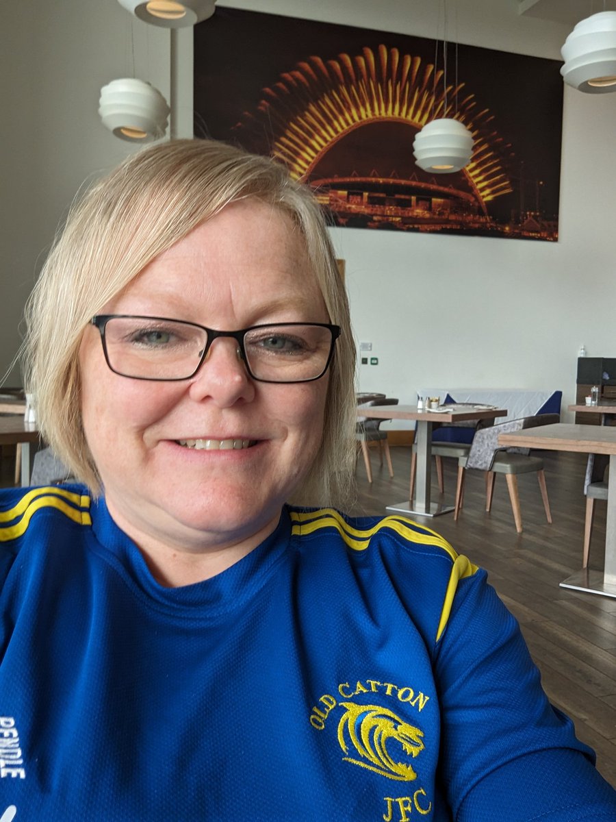 AngieJW27's tweet photo. Getting fueled up for the day at St George's Park for the First FA Grassroots Female Coaches Conference 23
@EnglandLearning #GFCC23 
@OldCattonJFC Wildcats, U9 &amp; U11 Lionesses brace yourself for even more than normal enthusiastic Coach 😁💛💙⚽ https://t.co/Y4KxYHG4j7
