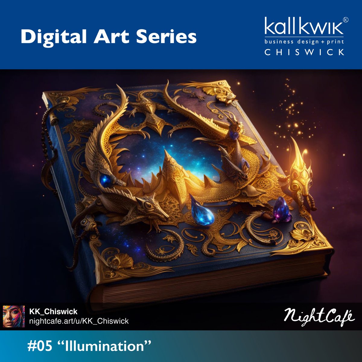 The 5th of some digital artworks inspired by the world of design &amp; print.
Sometimes very random or wacky.
No 05:  “Illumination”

created on the NightCafe site.
@nightcafestudio

#Chiswick #printing #posters #bannerdesign #pullups #outdoordesign #outdoorbanner #graphicdesign