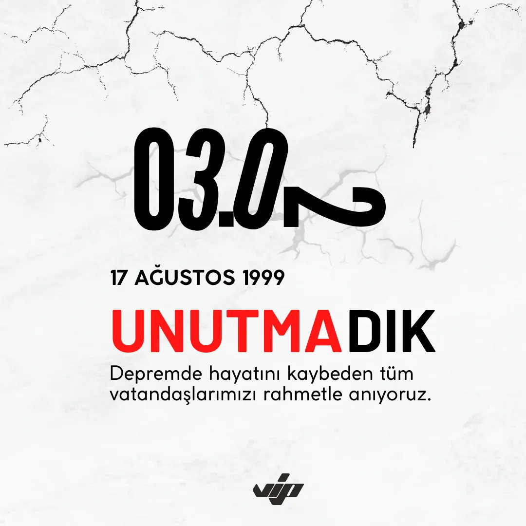🙏 17 Ağustos 1999 depreminde kaybettiğimiz canları saygıyla anıyoruz. Unutmadık, unutmayacağız. 
#unutmadık