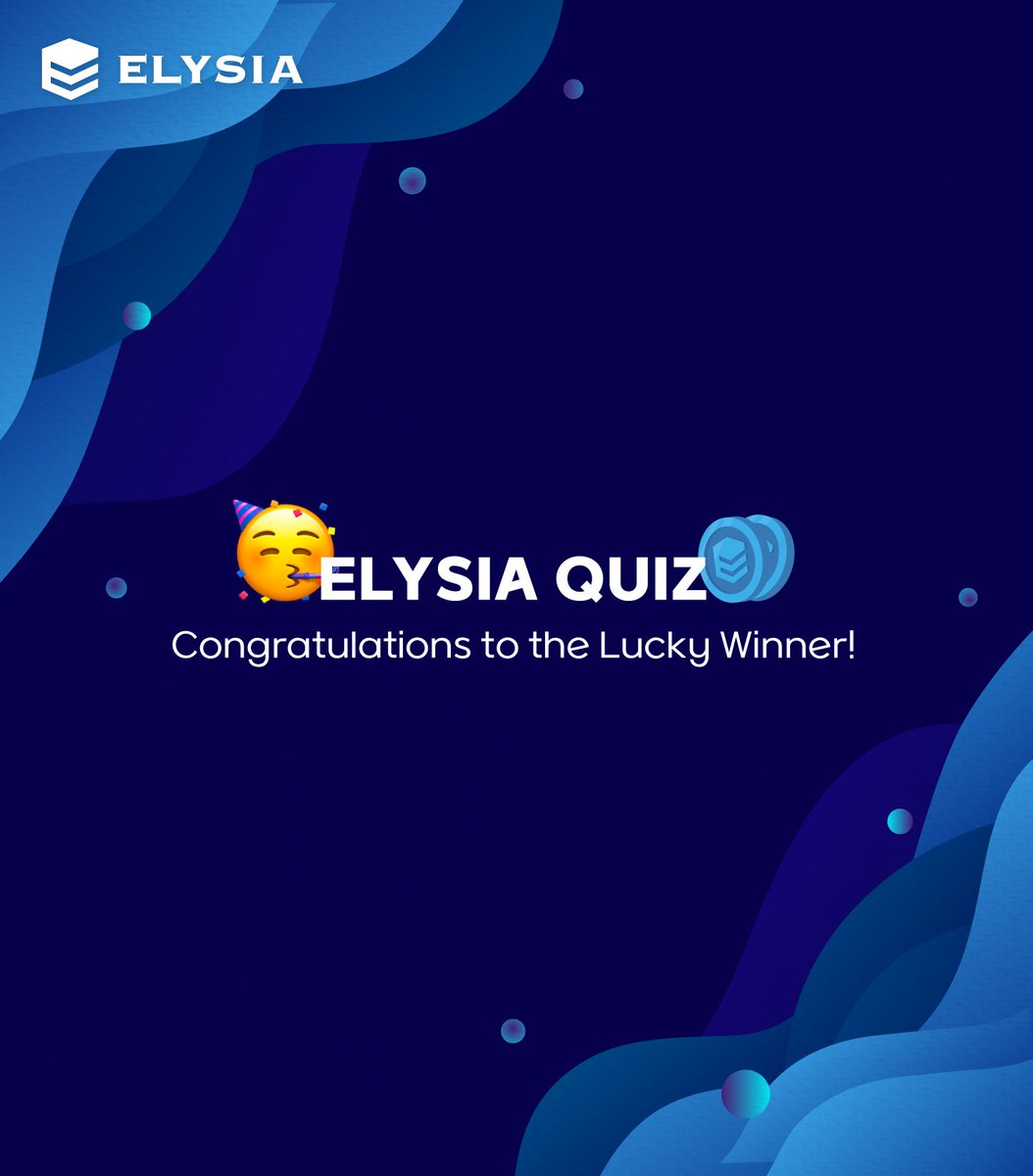 🎉🎉🎉 Congratulations to [5# OxCoolx] for the success in the ELYQUIZ! You have won $25 worth of ELFI tokens! 💰 We thank all participants who made this contest possible. 😃🙌🏽 Stay tuned for more updates from #ELYSIA! 🚀
