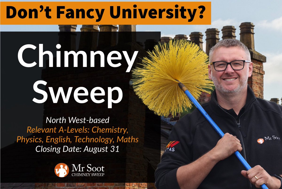 👨‍🎓 Careers Advisors Never Tell You This Bit…  👩‍🎓

Did you know you can put your A-Levels to really good use as a sweep? 🤔

✅ Chemistry ✅ Physics ✅ Maths ✅ English ✅ Technology 

And we’ve the perfect opportunity to kick-start your career… 👇

uk.indeed.com/job/chimney-sw…