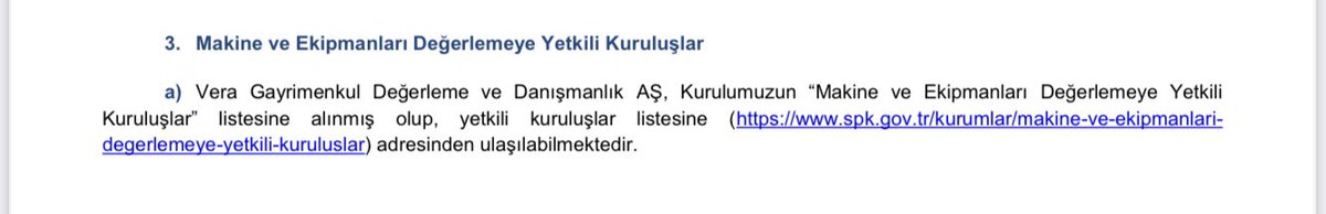Kuruluşumuz, Sermaye Piyasası Kurulu’nun 16.08.2023 tarihli ve 2023/48 sayılı bülteninde yapılan duyuruya göre ‘Makine ve Ekipmanları Değerlemeye Yetkili Kuruluşlar’ listesine alınmıştır. #makinedegerleme #ekspertiz #degerleme #gayrimenkul #makine