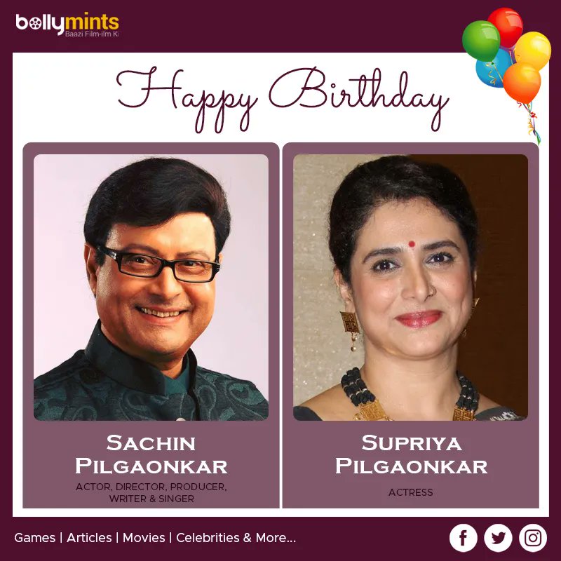 Wishing A Very Happy Birthday To #Sachin Ji & #SupriyaPilgaonkar Ji !
#HBDSachin #HBDSupriyaPilgaonkar #SachinPilgaonkar #ShriyaPilgaonkar