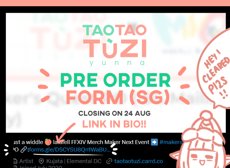 taotaotuzi's tweet photo. ✨RT ✨
#makersquestsg  P0🔗F0rm(SG) is up! ( In my bio! )
Will be restocking Job charms, stickers etc!
Helping my friend ducki_doki to sell her stickers too!
Closing on Wed, 23 August GMT+8! https://t.co/vCPhs1WCsN