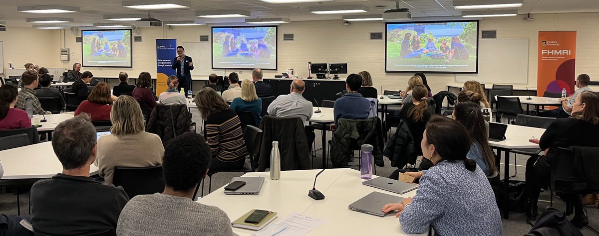 ProfGolley's tweet photo. It’s a full house @FlindersCFI @FlindersHMRI joint event Clinical Care Showcase. @Flinders #Alumni & new @sahmriAU ED Prof Maria Makrides kicking us off. https://t.co/6pfhvI83uf